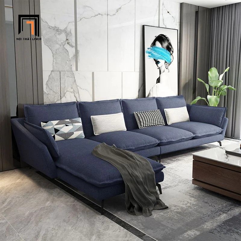 Bộ ghế sofa góc L vải nỉ GT195 Tomar 3m2 x 1m75 xám lông chuột