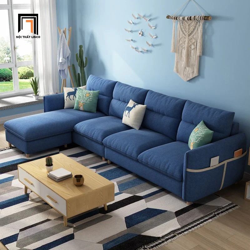 Ghế sofa góc vải nỉ bố giá rẻ GT227 Dubro 2m9 x 1m6 xinh xắn