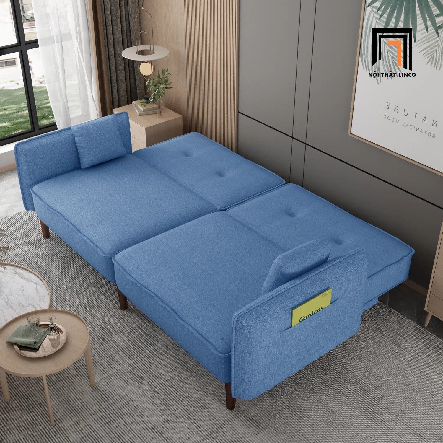 Ghế sofa bed bật giường nằm GB79 Bohlman 2m màu xanh dương