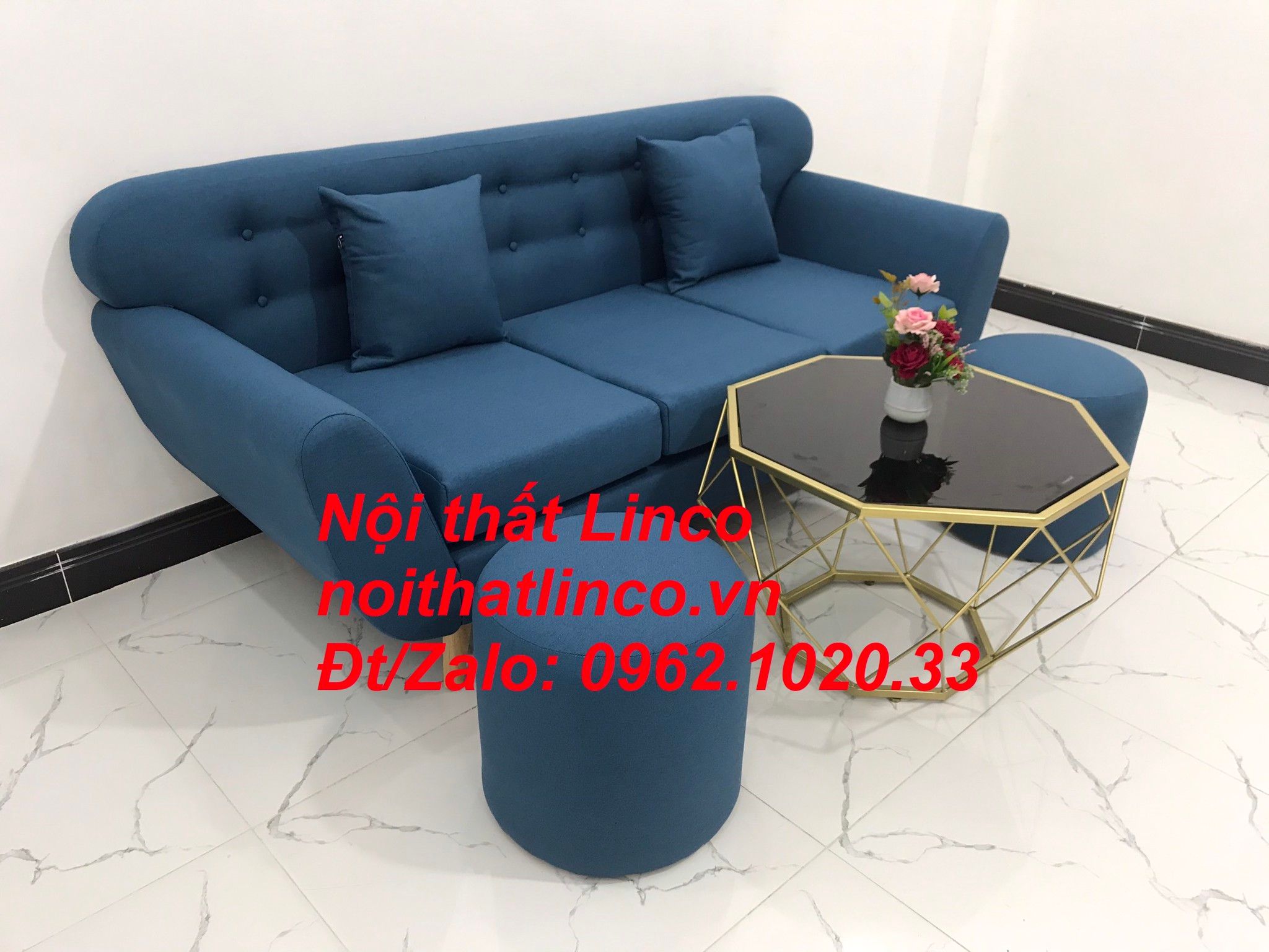 Sofa băng nhỏ giá rẻ | Sofa văng xanh dương rẻ | Nội thất Linco SG HCM