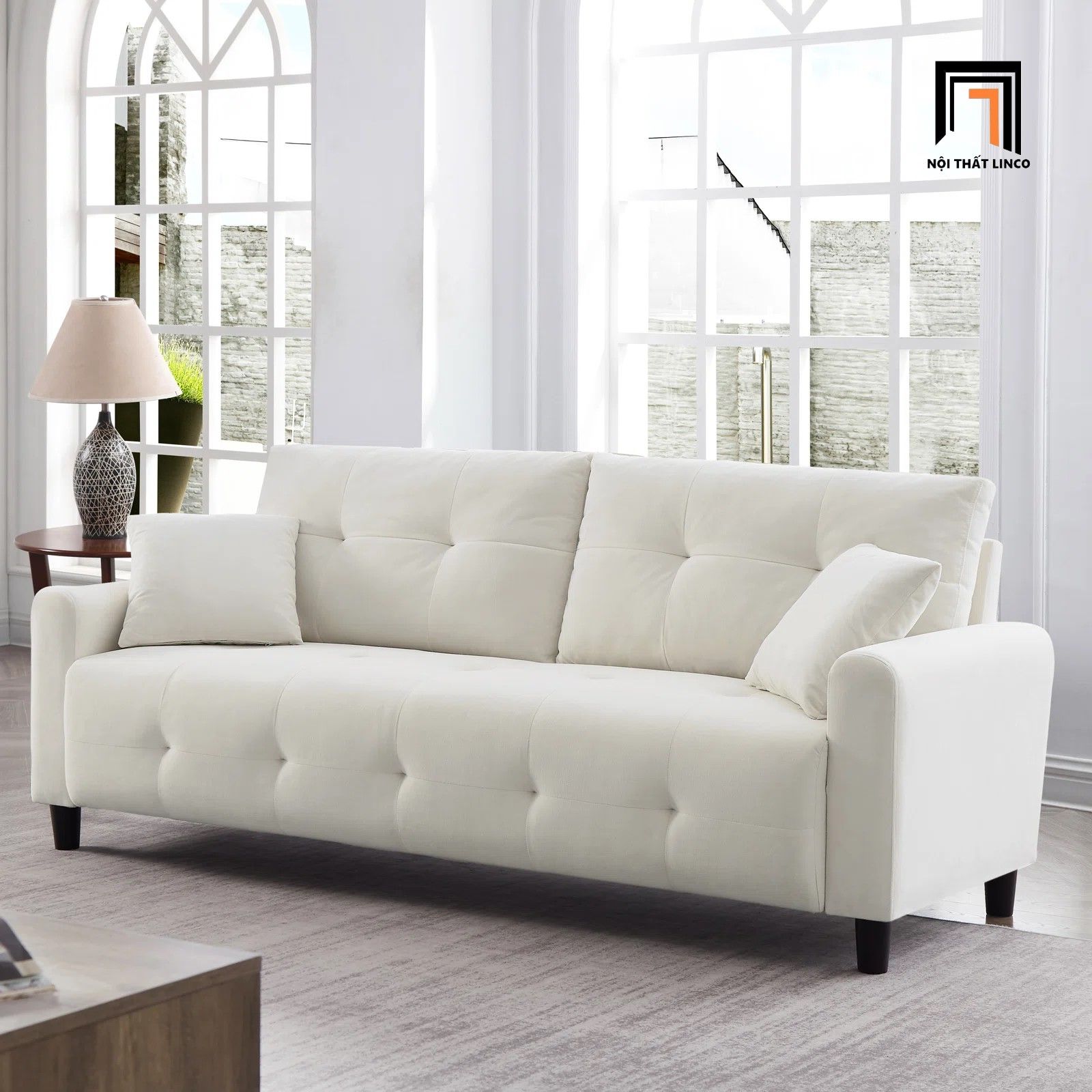 Ghế sofa băng nỉ nhỏ gọn BT142 Tufmo 1m8 xanh ngọc