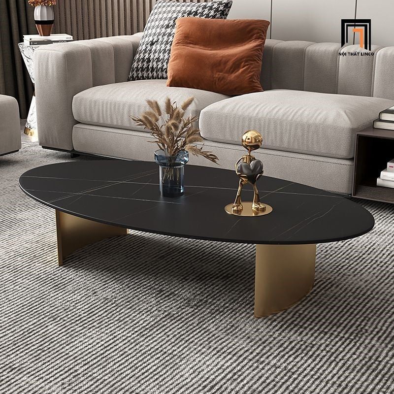 Bàn sofa hình oval mặt đá nhân tạo BSF47 Reem 1m sang trọng