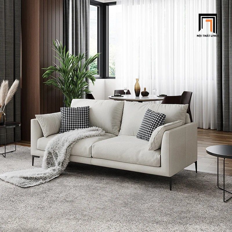 Bộ ghế sofa phòng khách gia đình KT68 Rambo vải nỉ xám trắng