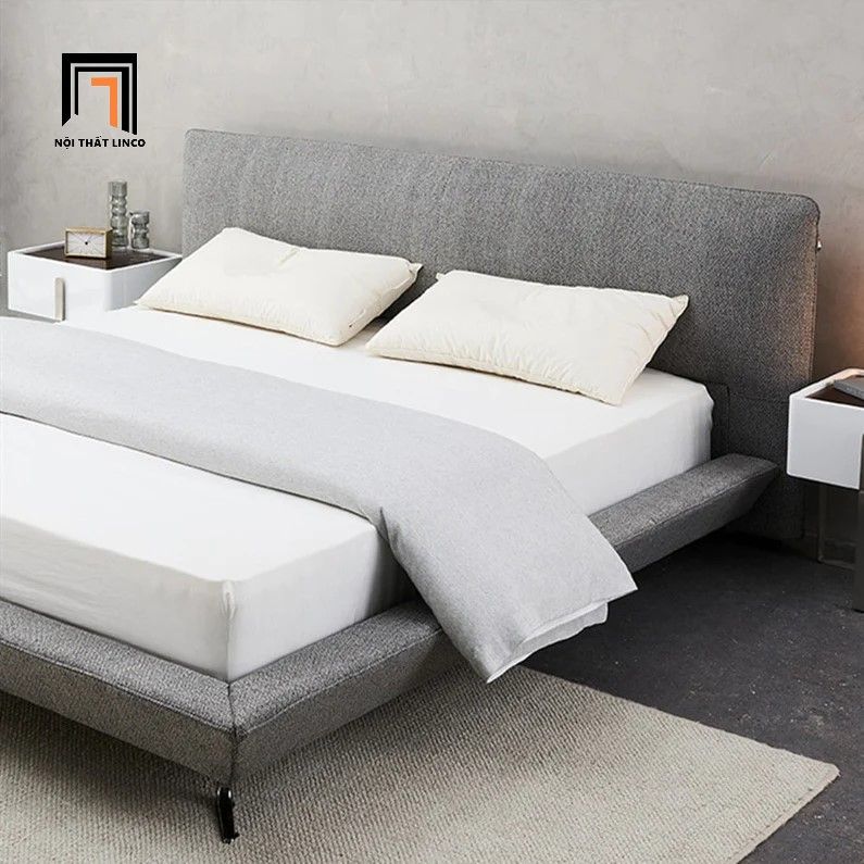 Giường ngủ vải nỉ hiện đại GN61 Amaya màu xám lông chuột