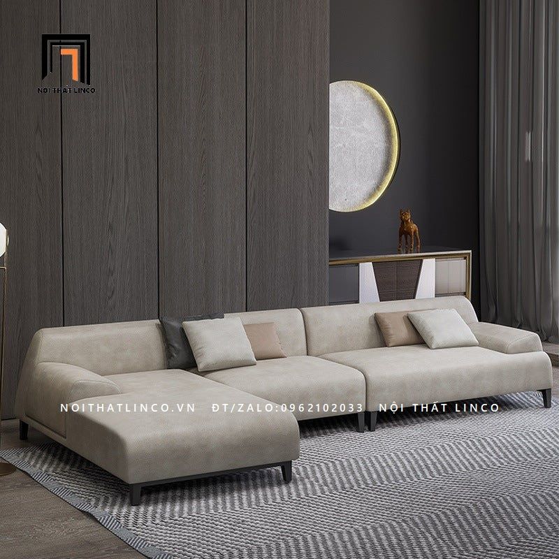 Bộ ghế sofa góc L da giả GT48 Rovigo 2m7 x 1m7 màu xám ghi