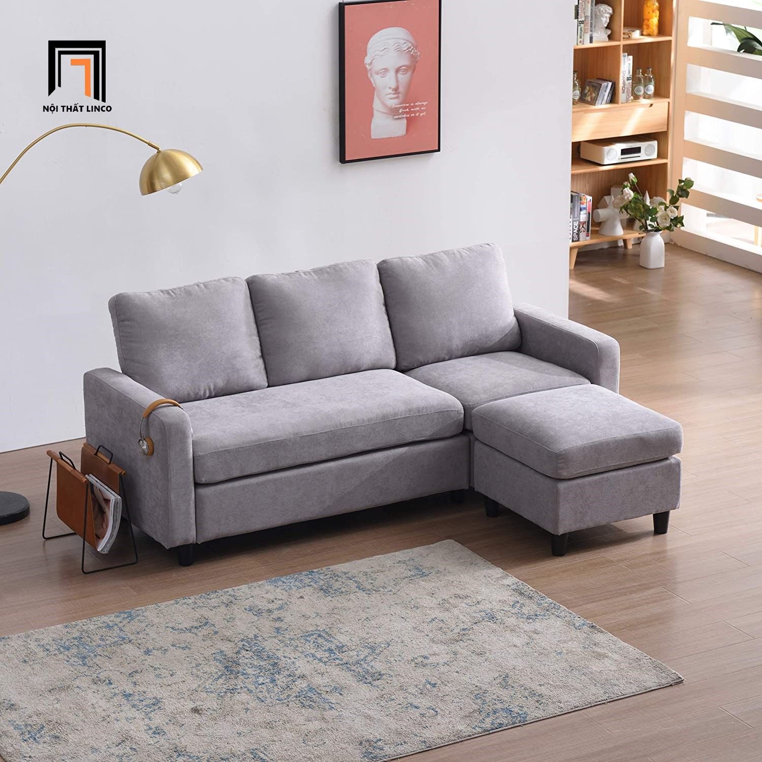 Bộ ghế sofa băng kèm đôn vuông BT314 Cambell dài 2m2 giá rẻ