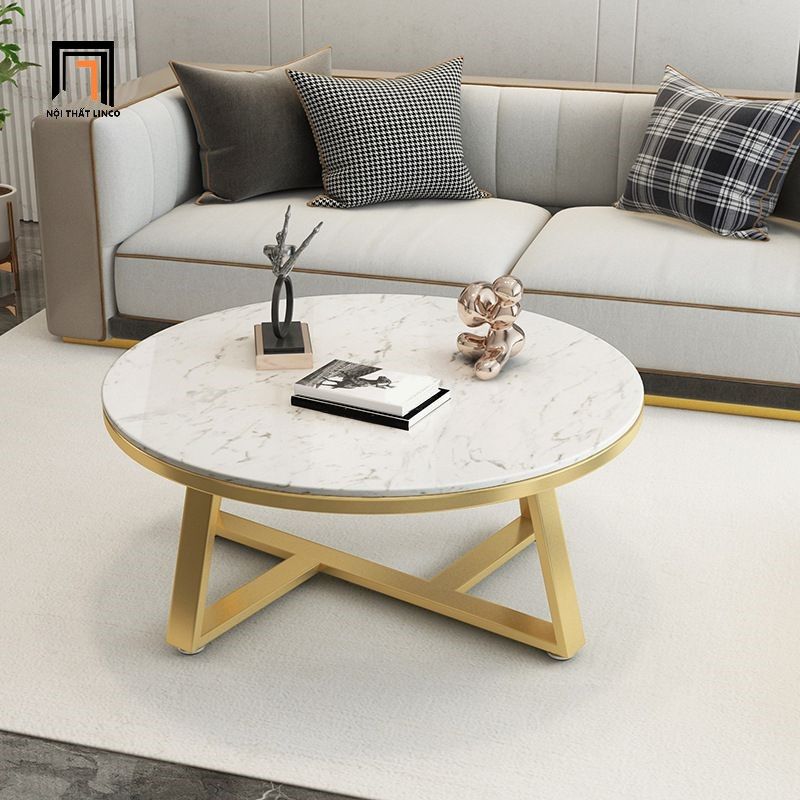 Bàn trà sofa hình tròn BSF9 Hamis đường kính 70cm đá nhân tạo