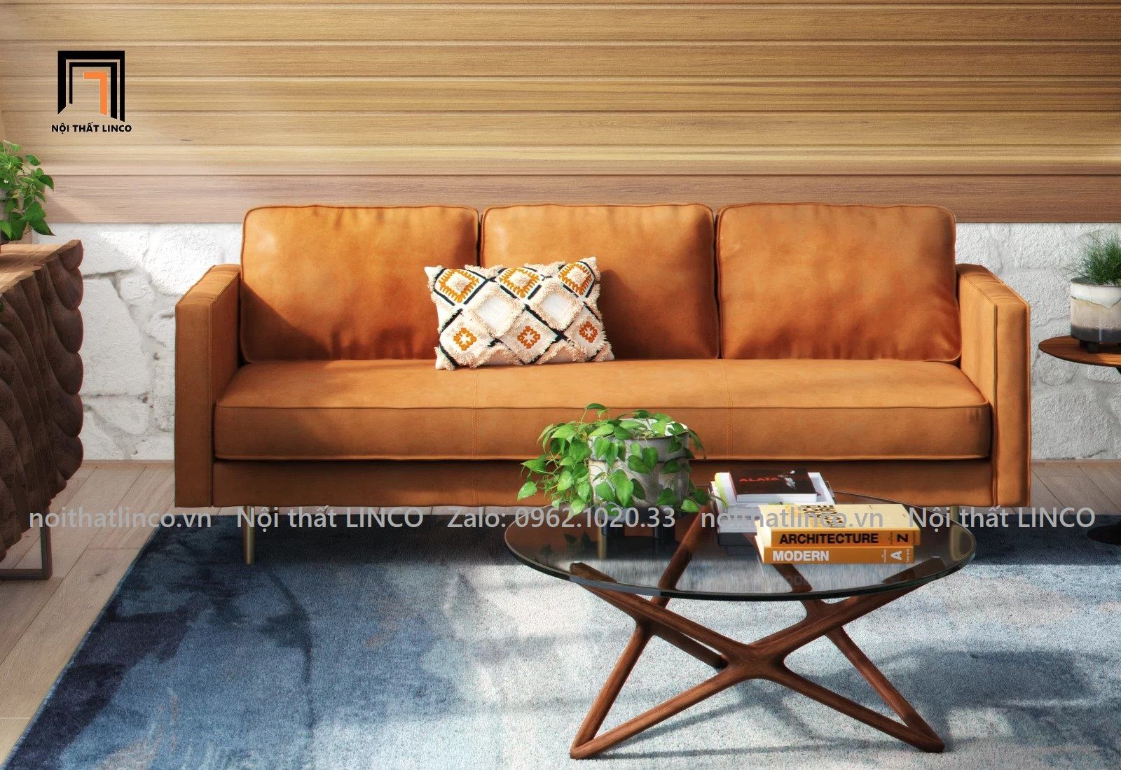 Ghế sofa băng da công nghiệp BT32-Roderic dài 2m màu da bò