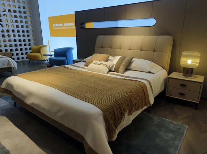 Giường ngủ nhỏ 1m6 x 2m GN70 Weddle vải nỉ màu trắng kem