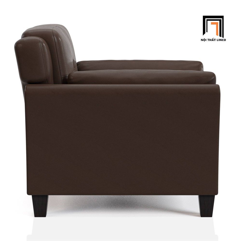 Ghế sofa đơn cao cấp DT27 Monsur bọc da Pu nâu đậm