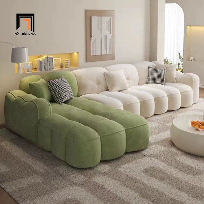 Sofa góc không gian lớn GT270 Bubble 3m05 x 1m7 nệm chia múi