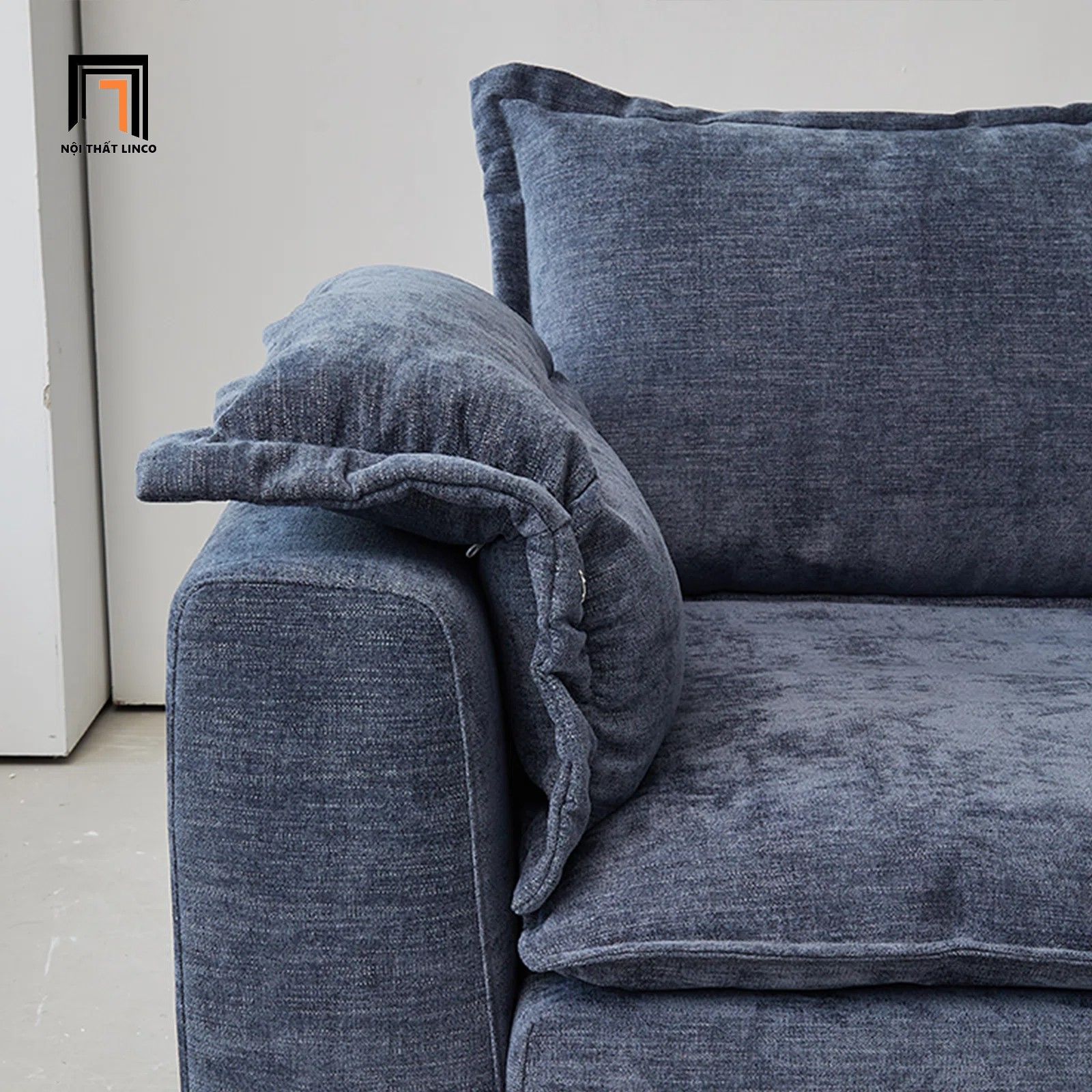 Ghế sofa góc chữ L đẹp GT92 Esed 2m4 x 1m6 vải nỉ xanh navy