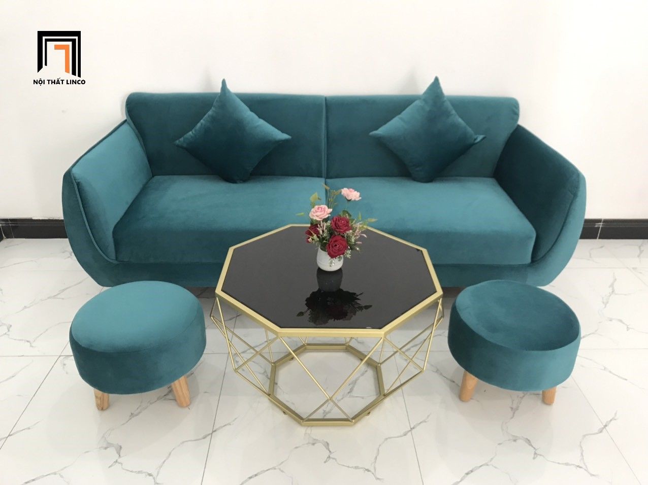 Bộ ghế salon sopha băng xanh cổ vịt giá rẻ BB dài 1m9 giá rẻ