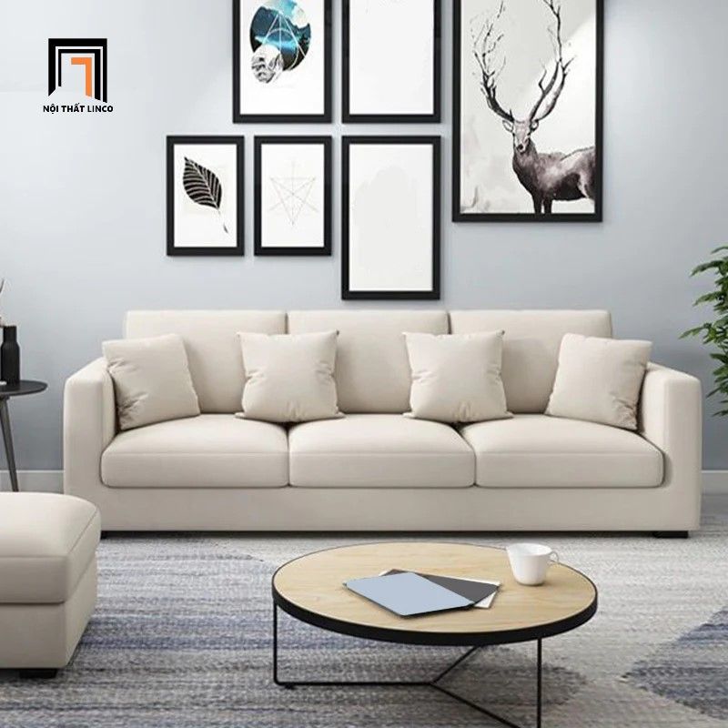 Bộ ghế sofa phòng khách gia đình giá rẻ KT91 Miller màu trắng kem
