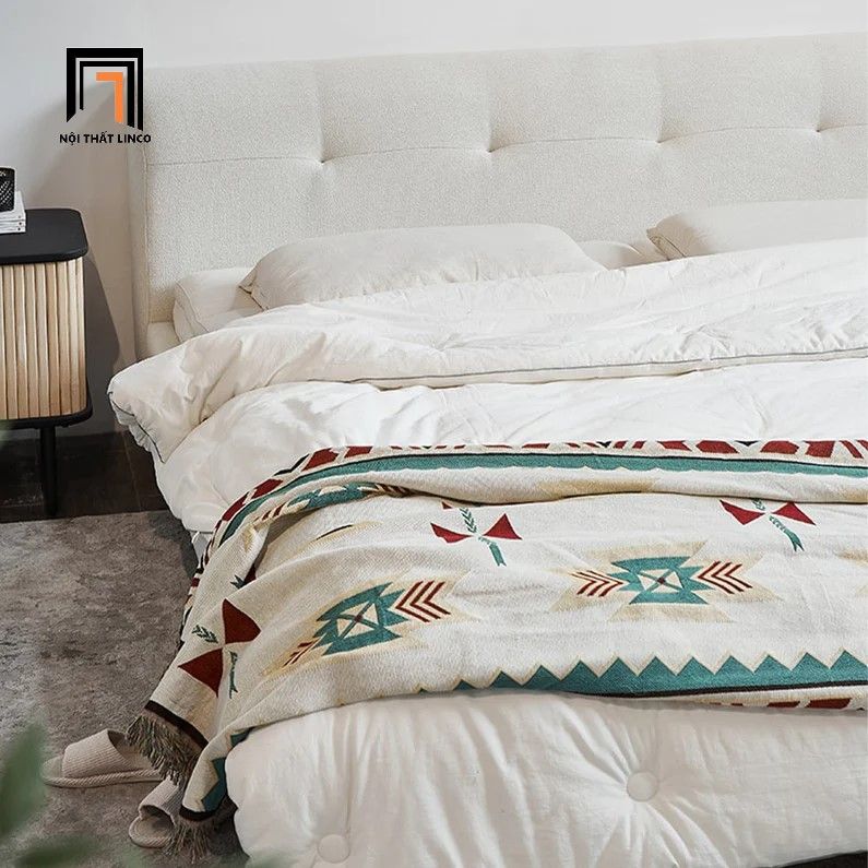 Giường ngủ bọc vải nỉ trắng kem GN50 Hewez giá rẻ