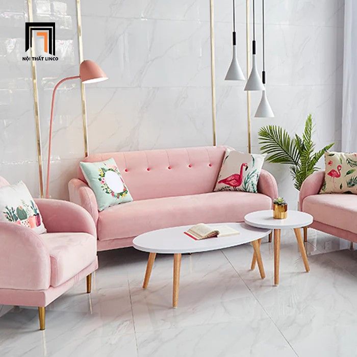 Ghế sofa văng vải nhung xanh lá BT283 Mariene 1m8 cho shop tiệm