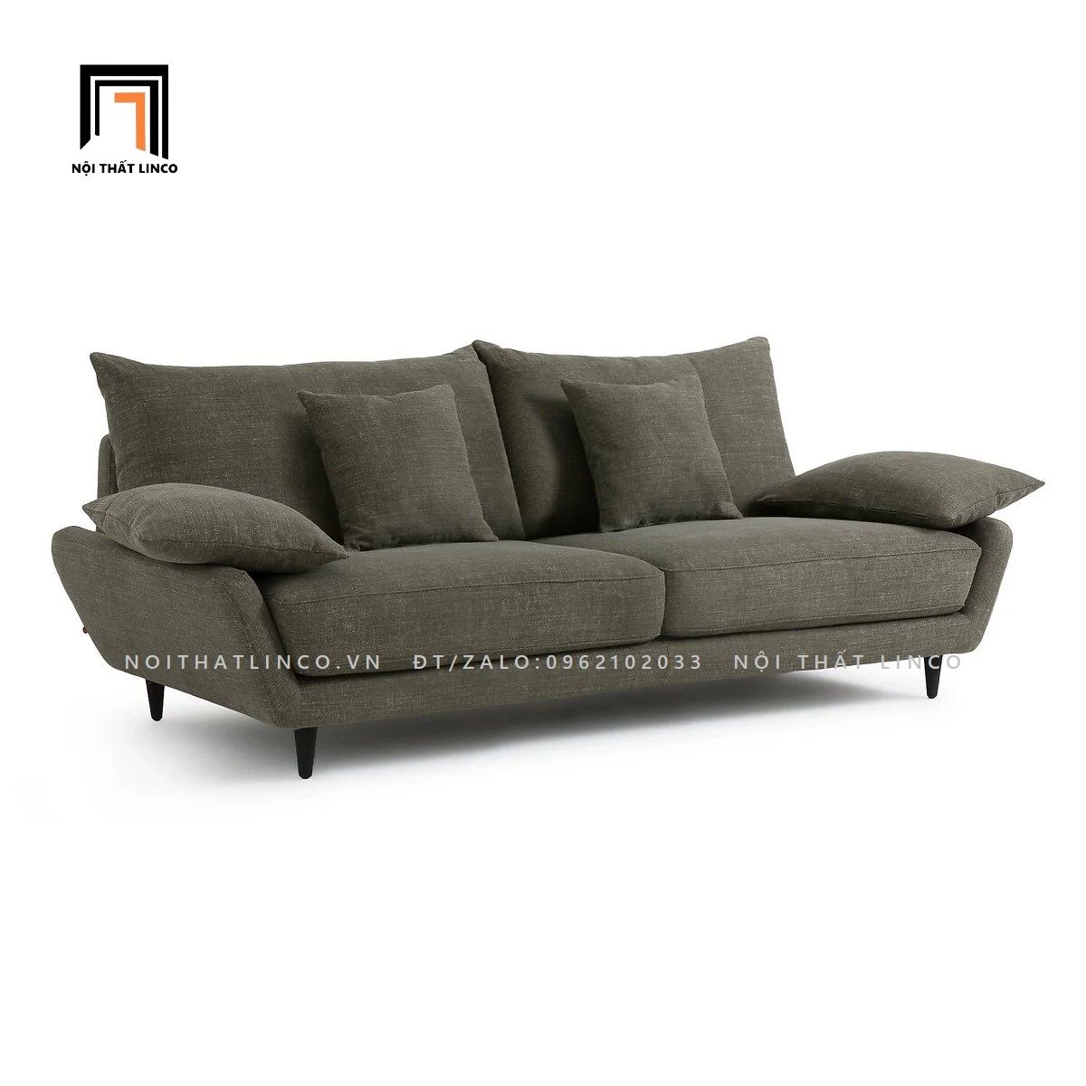 Ghế sofa băng xám lông chuột BT91 Lanak style hiện đại