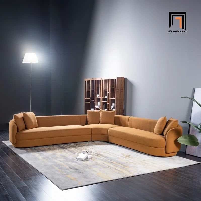 Bộ ghế sofa góc xinh xắn kiểu cong GT253 Ahitana 2m4 màu cam