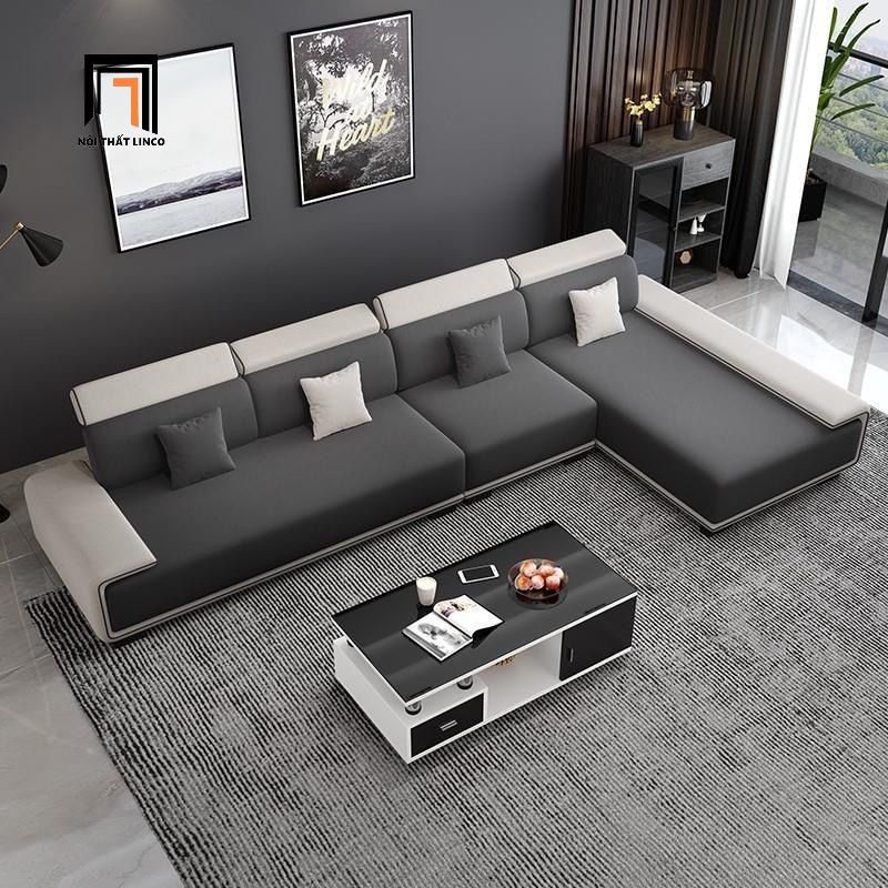 Bộ ghế sofa góc L phối màu đen trắng GT259 Ramia 3m2 x 1m8