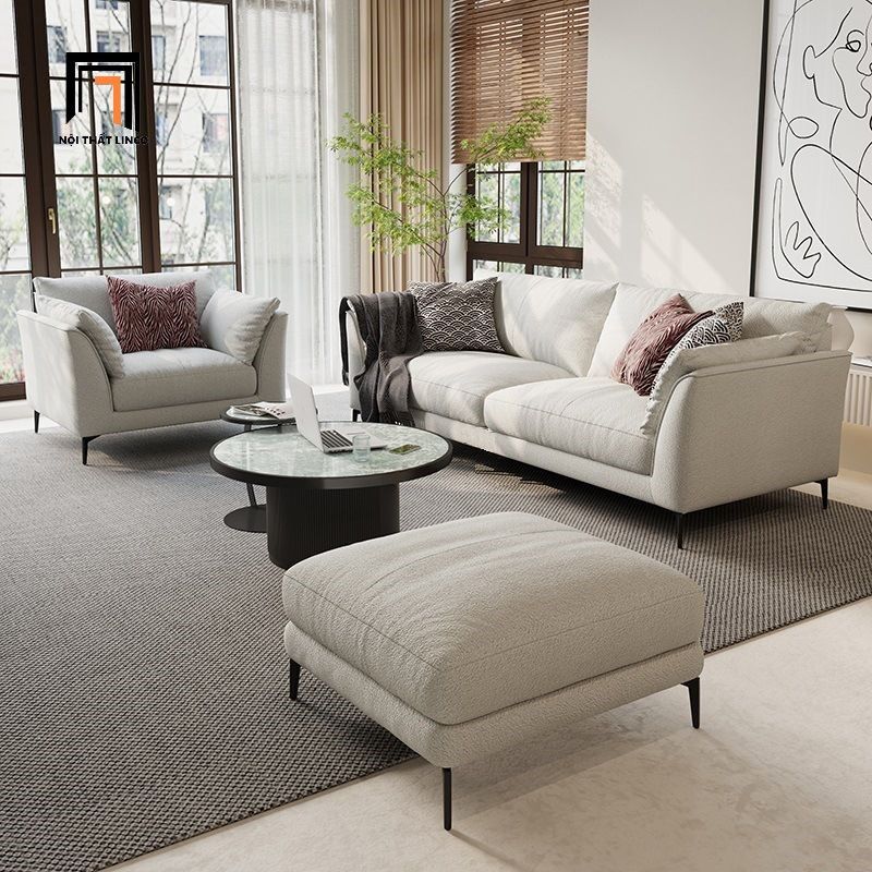 Bộ ghế sofa phòng khách gia đình KT89 Riverton vải nỉ xám
