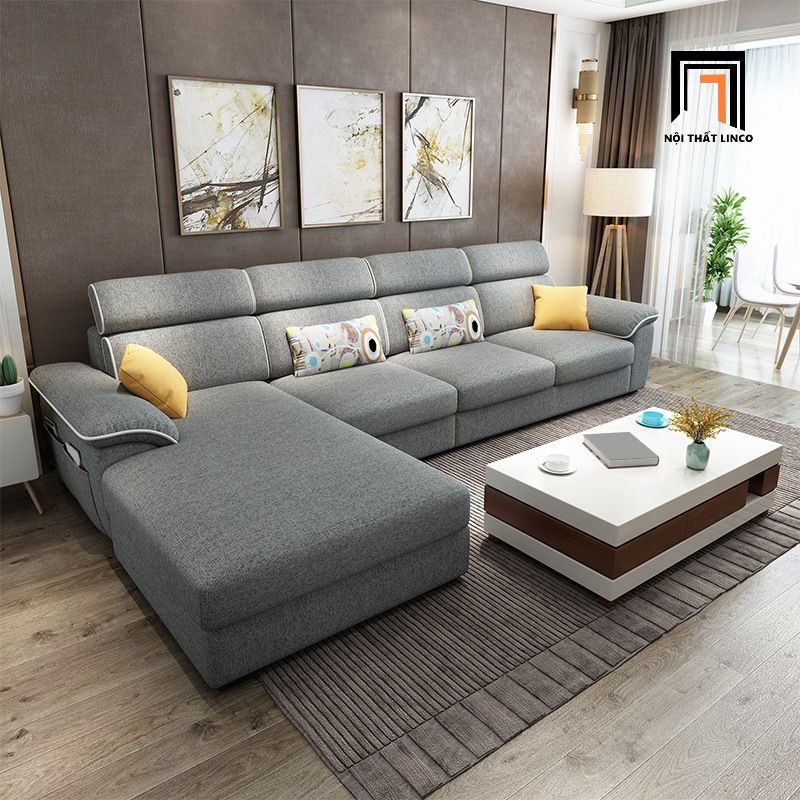 Bộ ghế sofa góc L gia đình GT178 Silverbay 3m x 1m6 vải nỉ đẹp