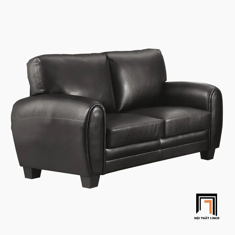 Set ghế sofa da Pu đen KT148 Manwi phòng khách gia đình nhỏ