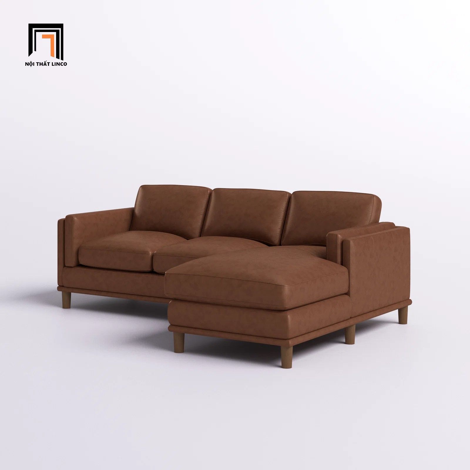 Ghế sofa góc L da giả màu nâu GT216 Kassy 2m4 x 1m6 giá rẻ
