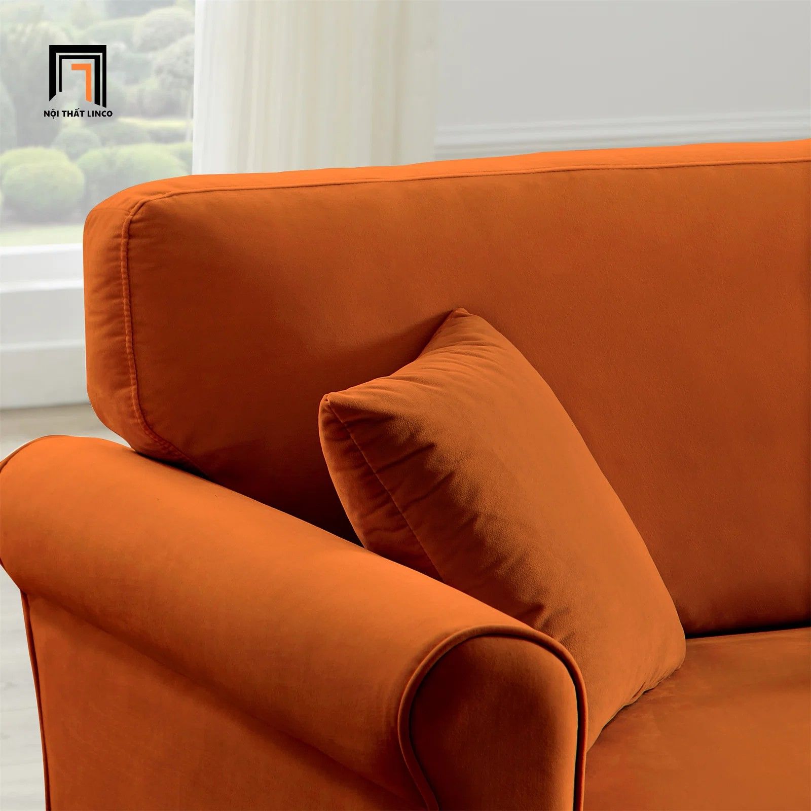Ghế sofa văng vải nhung nỉ BT170 Enzo 2m màu cam