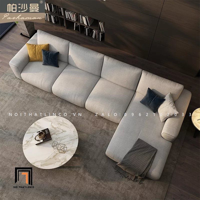 Bộ ghế sofa góc chữ L lớn GT29 Hoove 3m x 1m6 xám trắng