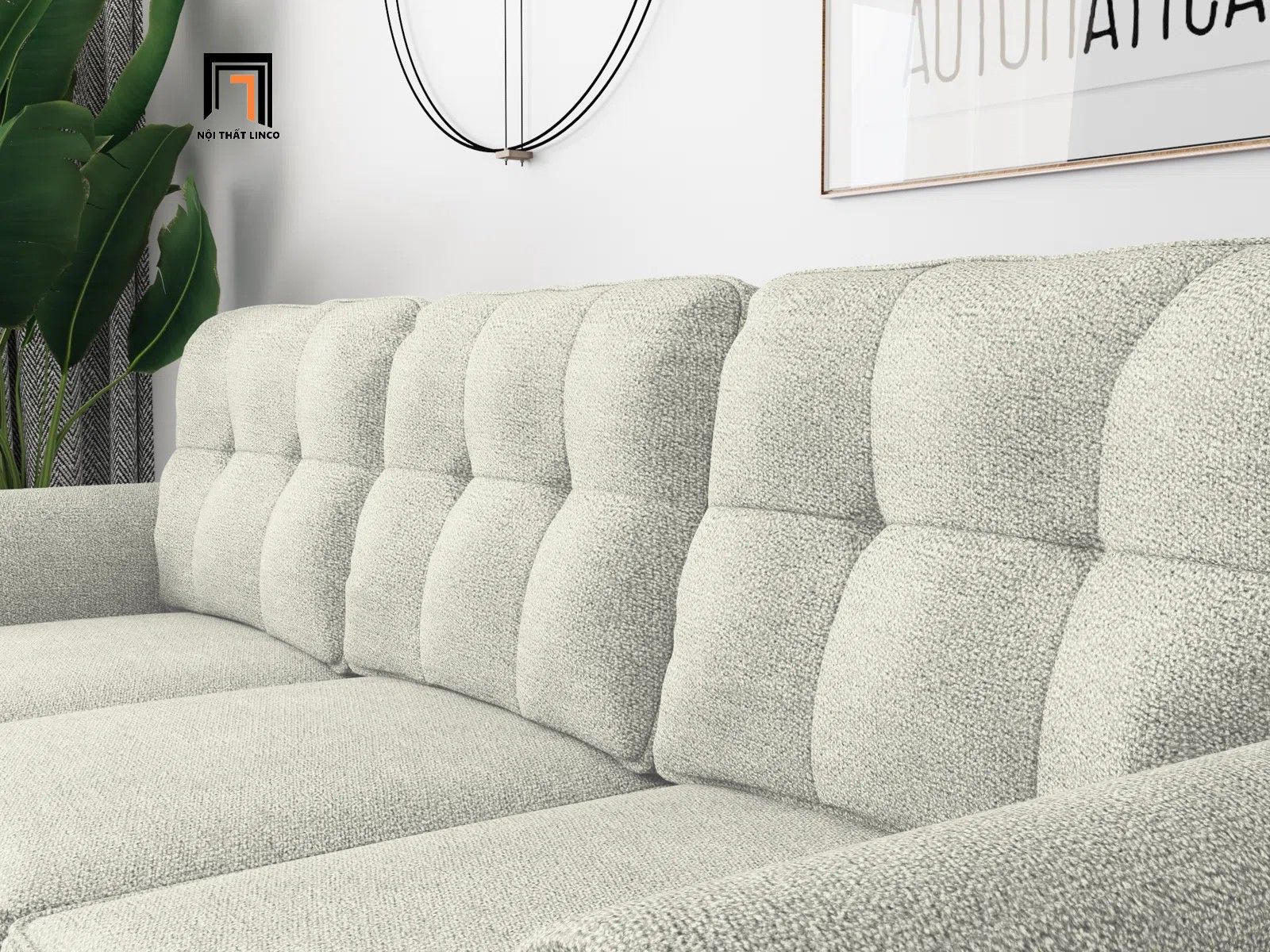 Ghế sofa băng vải nỉ BT155 Freedom 2m màu trắng kem