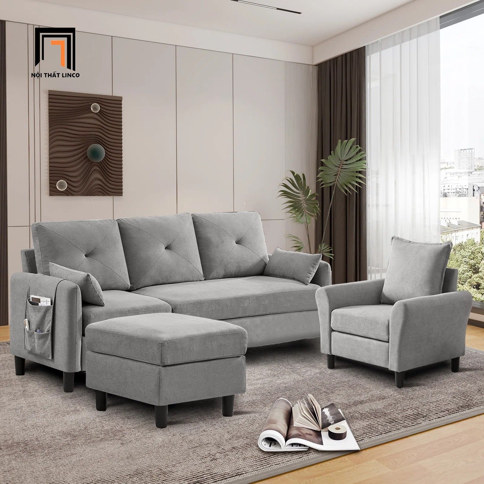 Bộ ghế sofa gia đình vải nỉ KT126 Penelopa giá rẻ xinh xắn