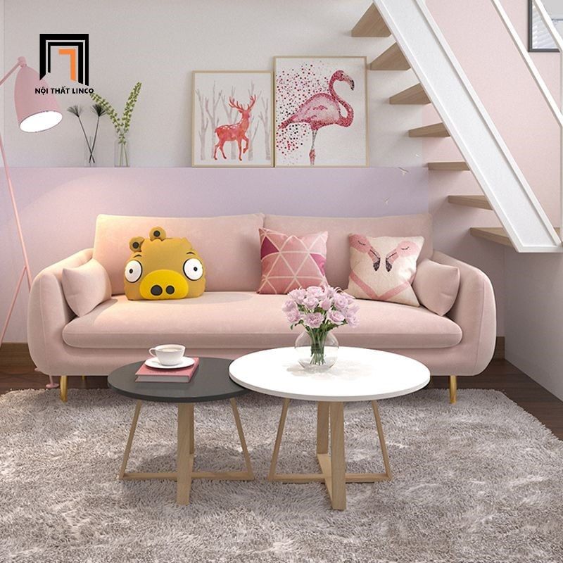 Ghế sofa văng cong vải nhung BT284 Marauta 1m9 nhỏ xinh