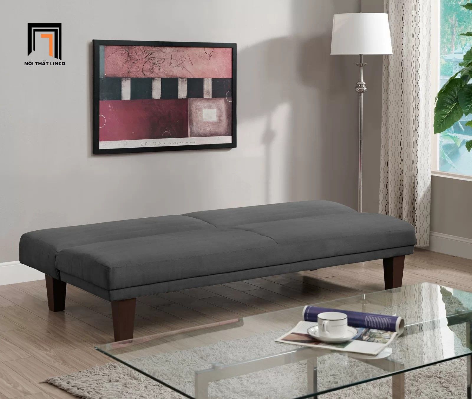 Ghế sofa giường nằm giá rẻ GB88 Torino dài 1m7 vải nhung