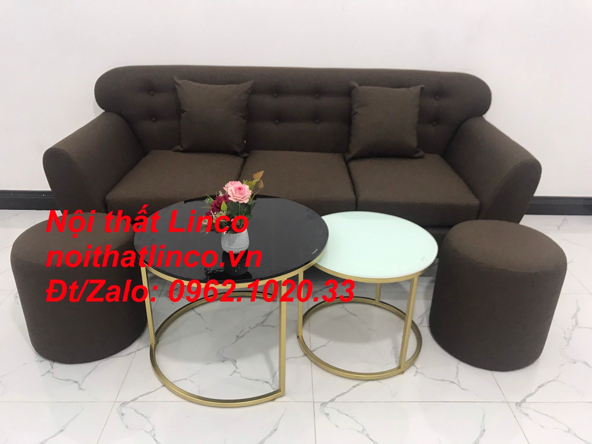 Bộ bàn ghế sofa băng giá rẻ | Sofa màu nâu cafe | Nội thất Linco Tphcm