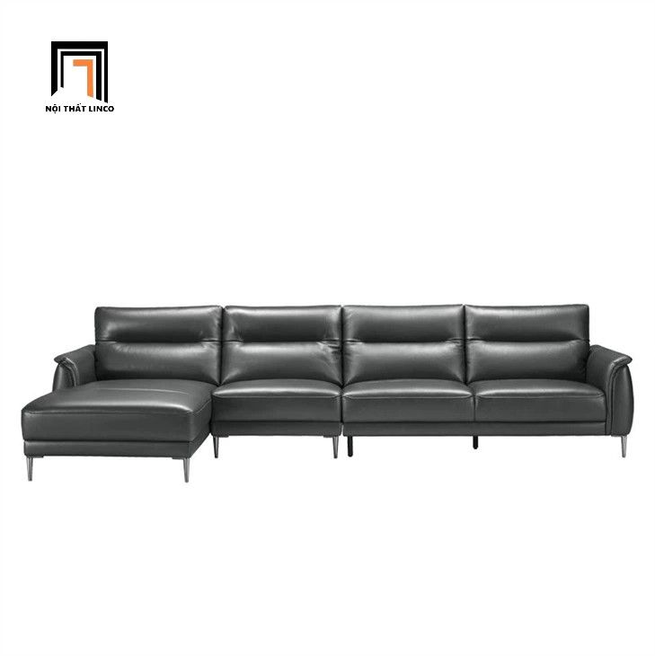 Bộ ghế sofa góc L hiện đại GT246 Kiron 3m x 1m6 da đen bóng