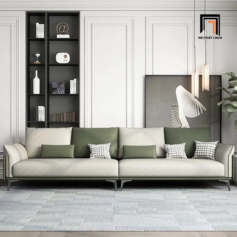 Ghế sofa văng dài 2m2 phối màu da giả BT292 Sumatra hiện đại