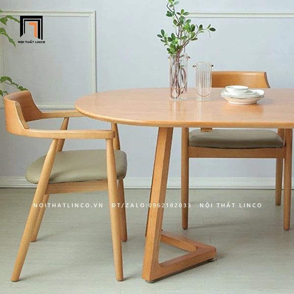 Bộ bàn ăn hình oval 4 ghế 48-KH4-G32-B92Oval mặt gỗ đẹp