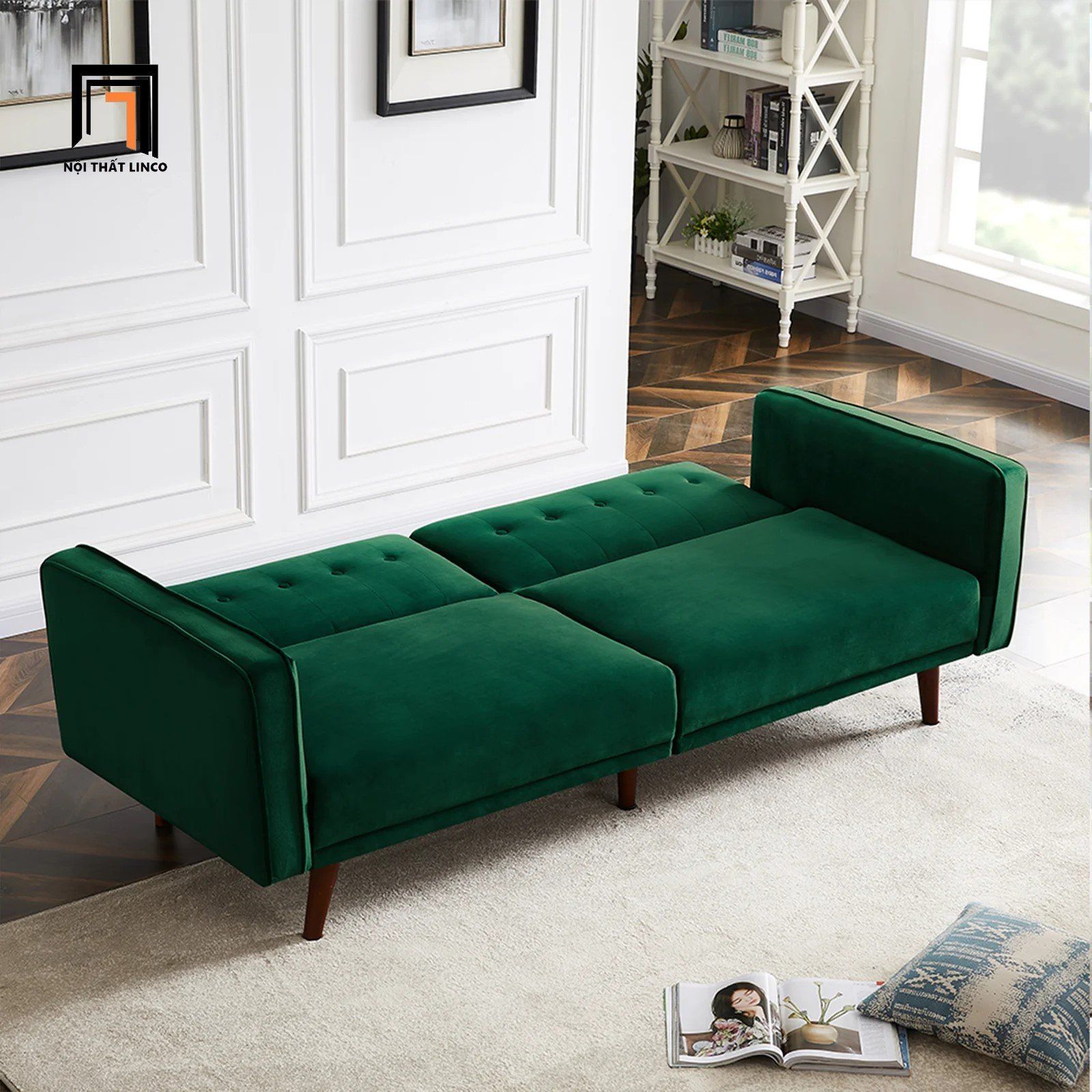 Ghế sofa bed bật giường nằm GB49 Oahu dài 1m9 xanh đậm