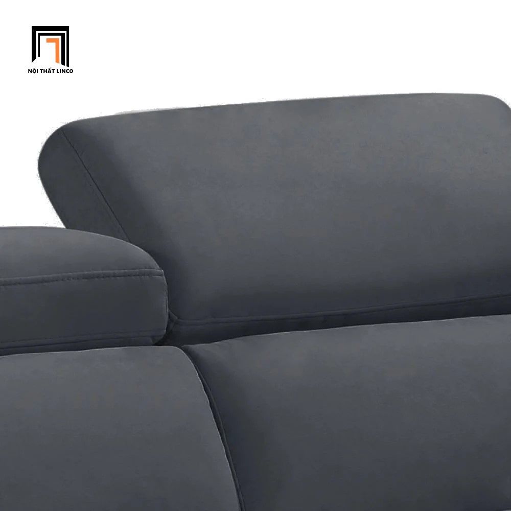 Ghế sofa góc thư giãn vải nhung GT91 Tashaye 2m4 x 1m7 xám đen