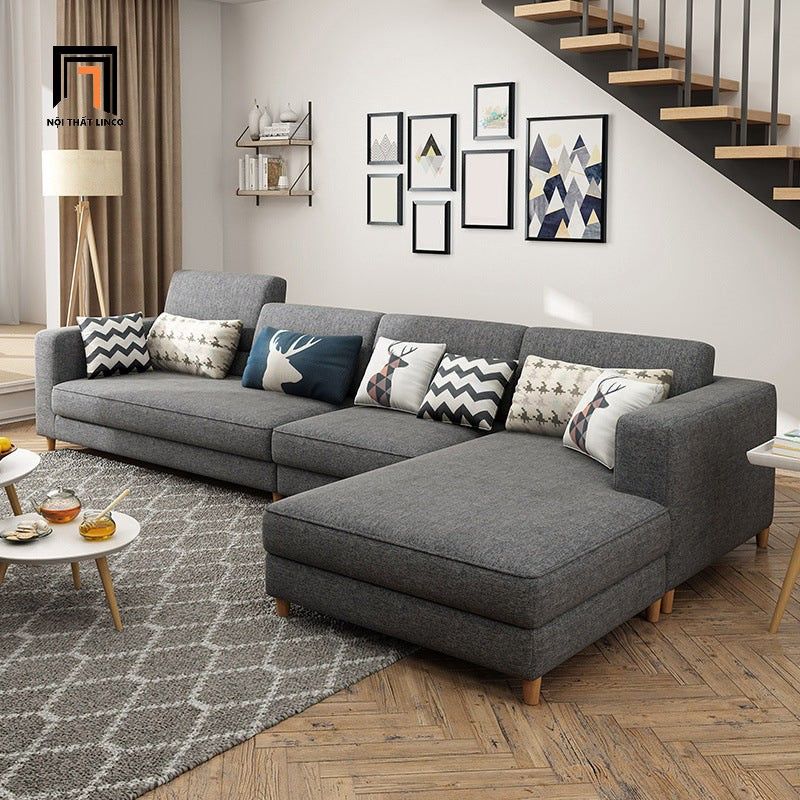 Bộ ghế sofa góc L 3m x 1m6 GT161 Charles phòng khách hiện đại