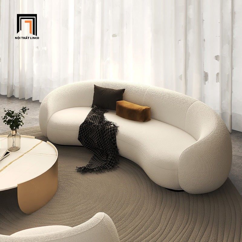 Bộ ghế sofa văng cong cho shop tiệm KT102 Gracias vải lông cừu