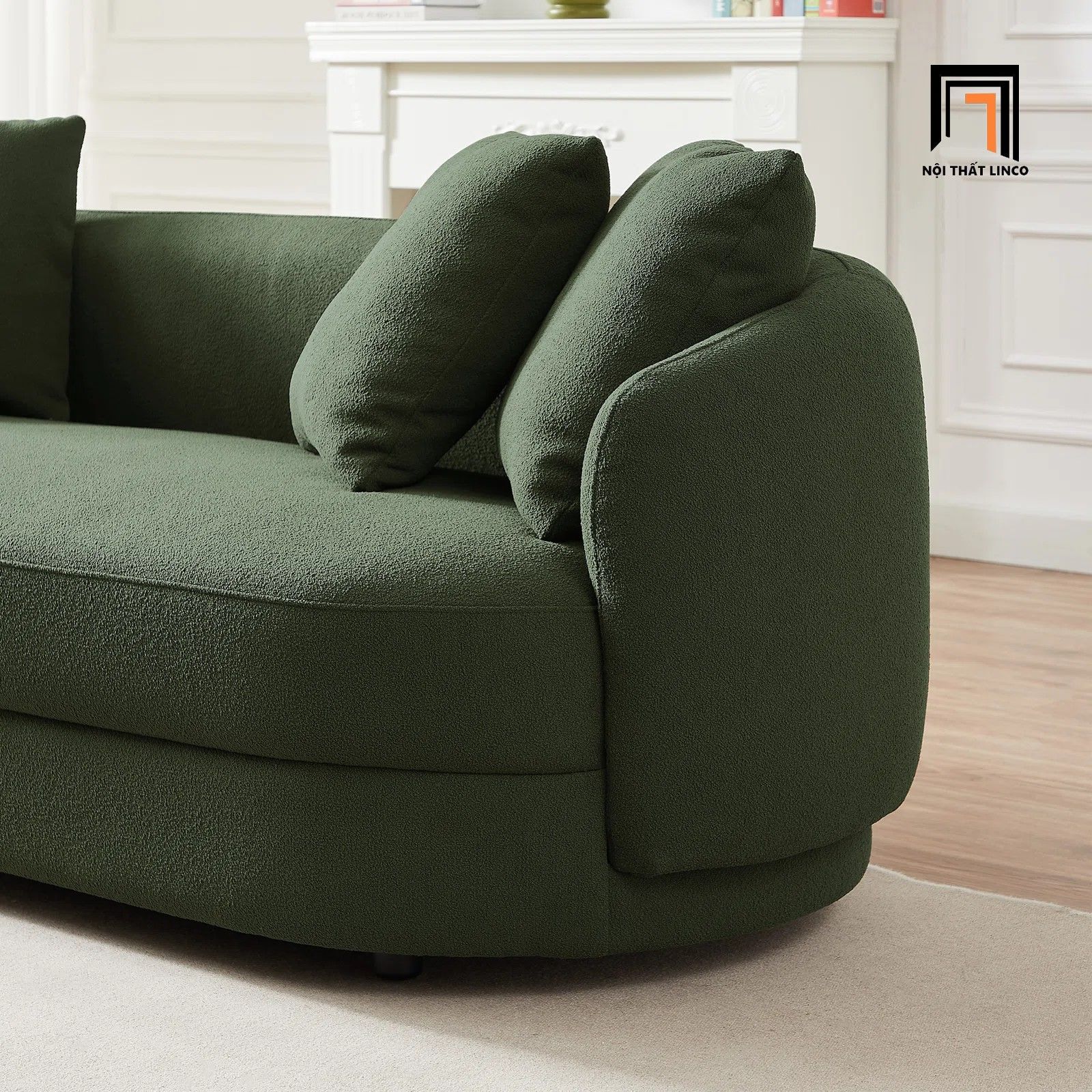 Ghế sofa băng cong BT181 Angie vải nỉ 2m2 cho tiệm shop