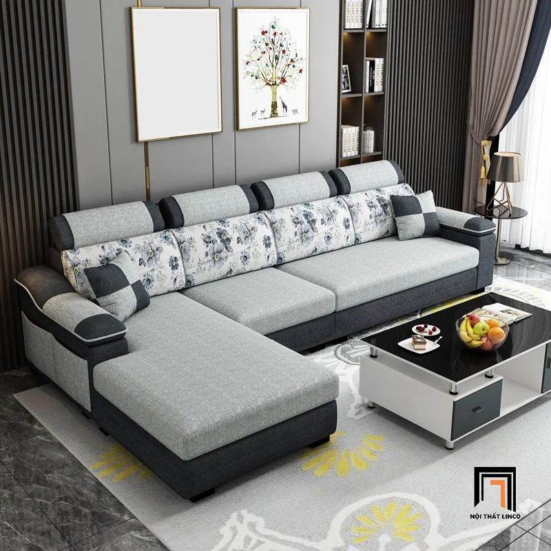 Bộ ghế sofa góc chữ L GT166 Beaver 3m x 1m6 phòng khách đẹp