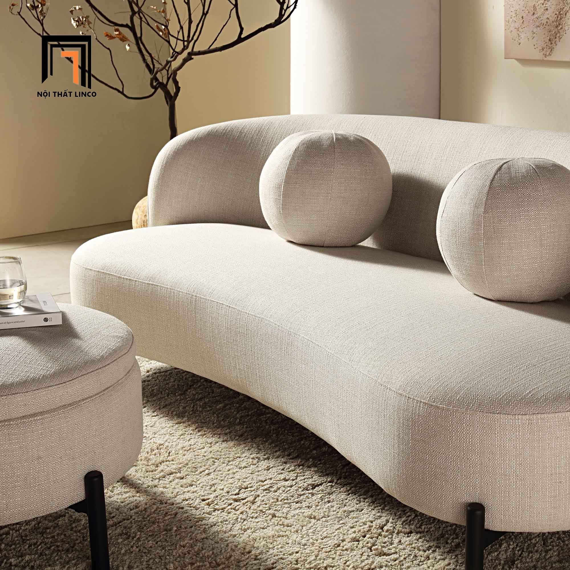 Ghế sofa băng cong xinh xắn BT312 Amboise dài 2m1 xám trắng