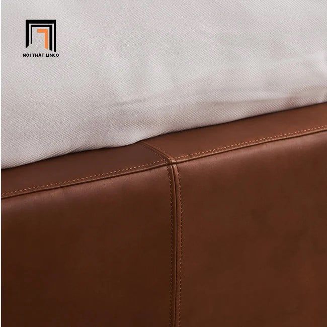 Giường ngủ bọc nệm 1m6 x 2m GN44 Itolia da công nghiệp nâu đậm