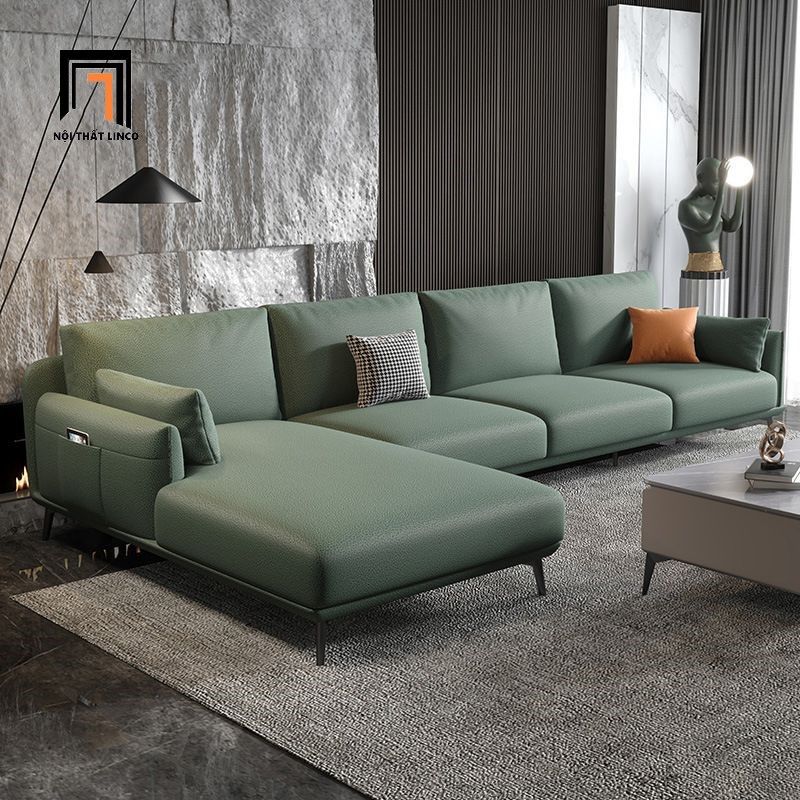 Bộ ghế sofa bọc da giả cao cấp GT94 Pavia 3m x 1m6 xám đậm