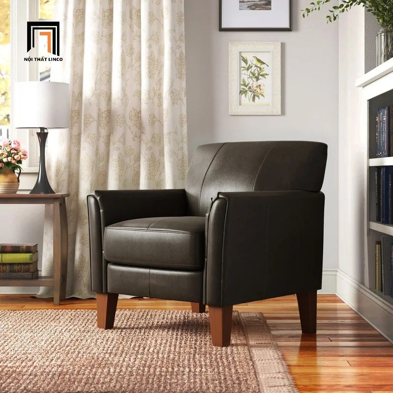 Ghế sofa đơn bọc da công nghiệp DT63 Abarca màu đen