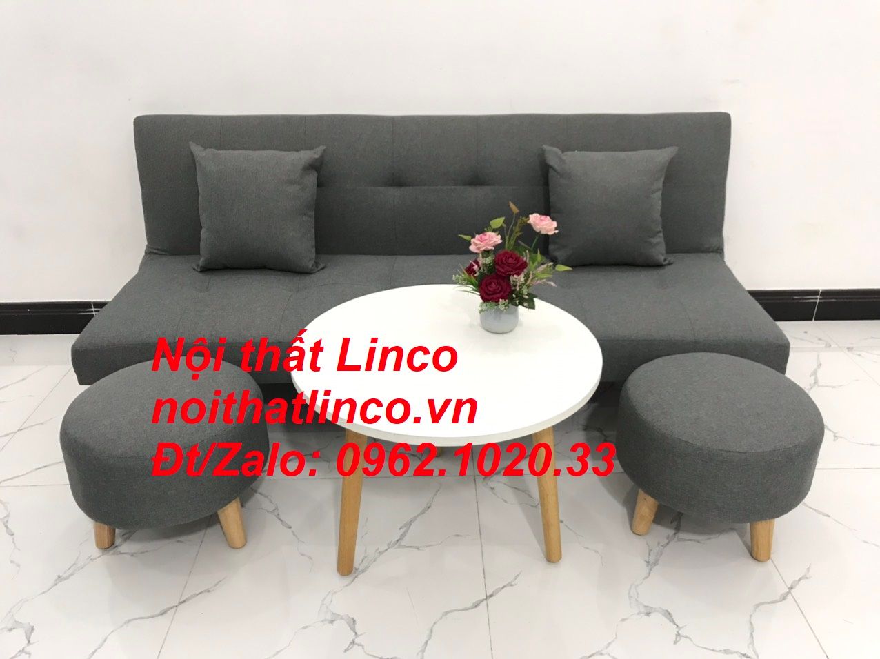 Bộ bàn ghế sofa giường bed SFG xám lông chuột đa năng