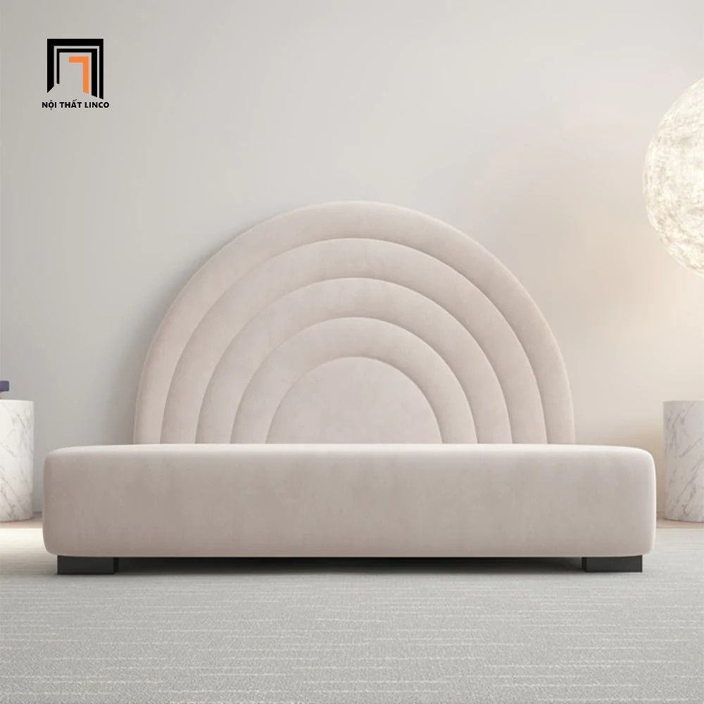 Giường ngủ bọc vải nỉ GN34 Bartley hình trăng tròn xinh xắn