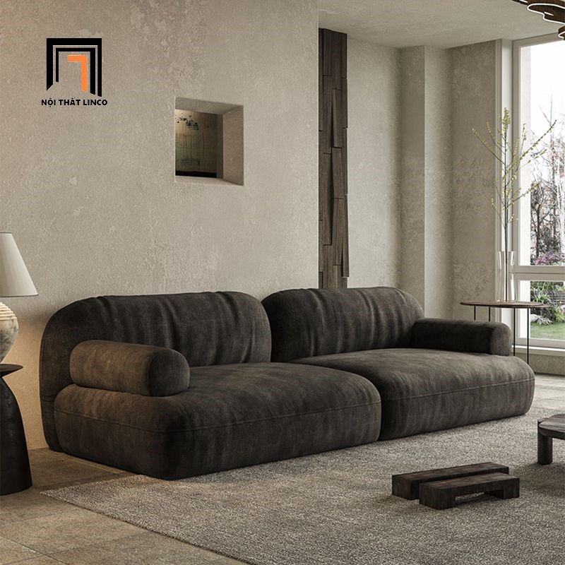 Ghế sofa băng nỉ màu nâu đậm BT286 Eldama dài 2m4 hiện đại